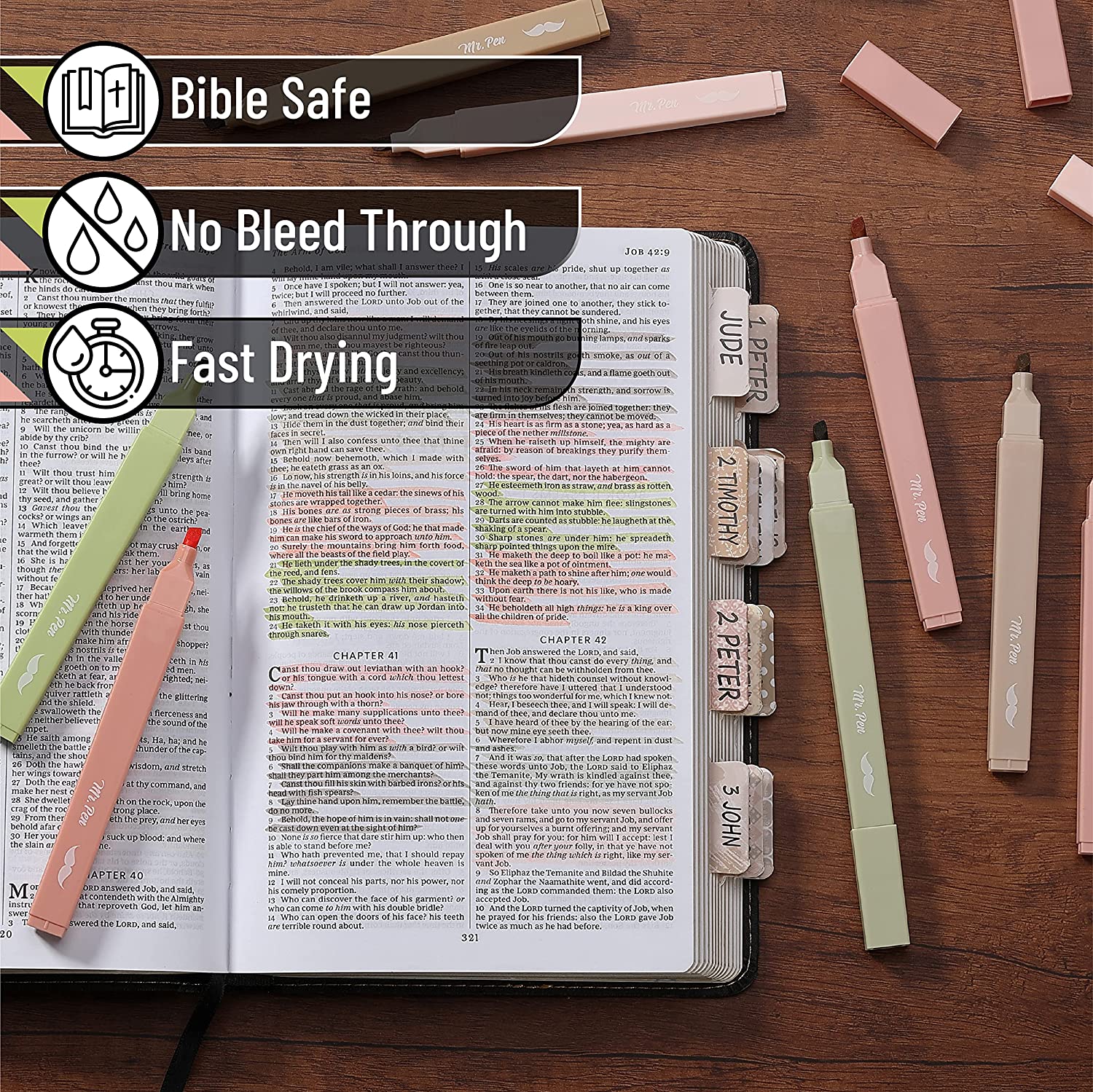 Aesthetic Highlighters, 8 Pack, Boho Colors, No-Bleed Ink, Chisel Tip - Image 4