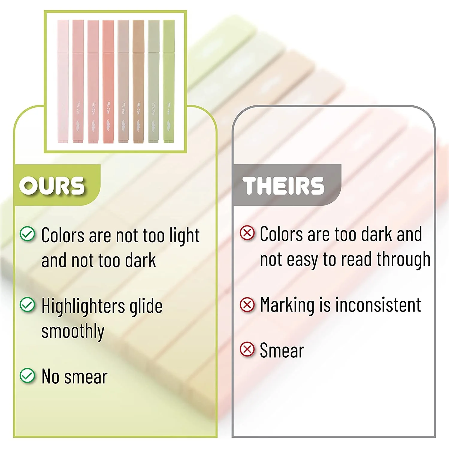 Aesthetic Highlighters, 8 Pack, Boho Colors, No-Bleed Ink, Chisel Tip - Image 5