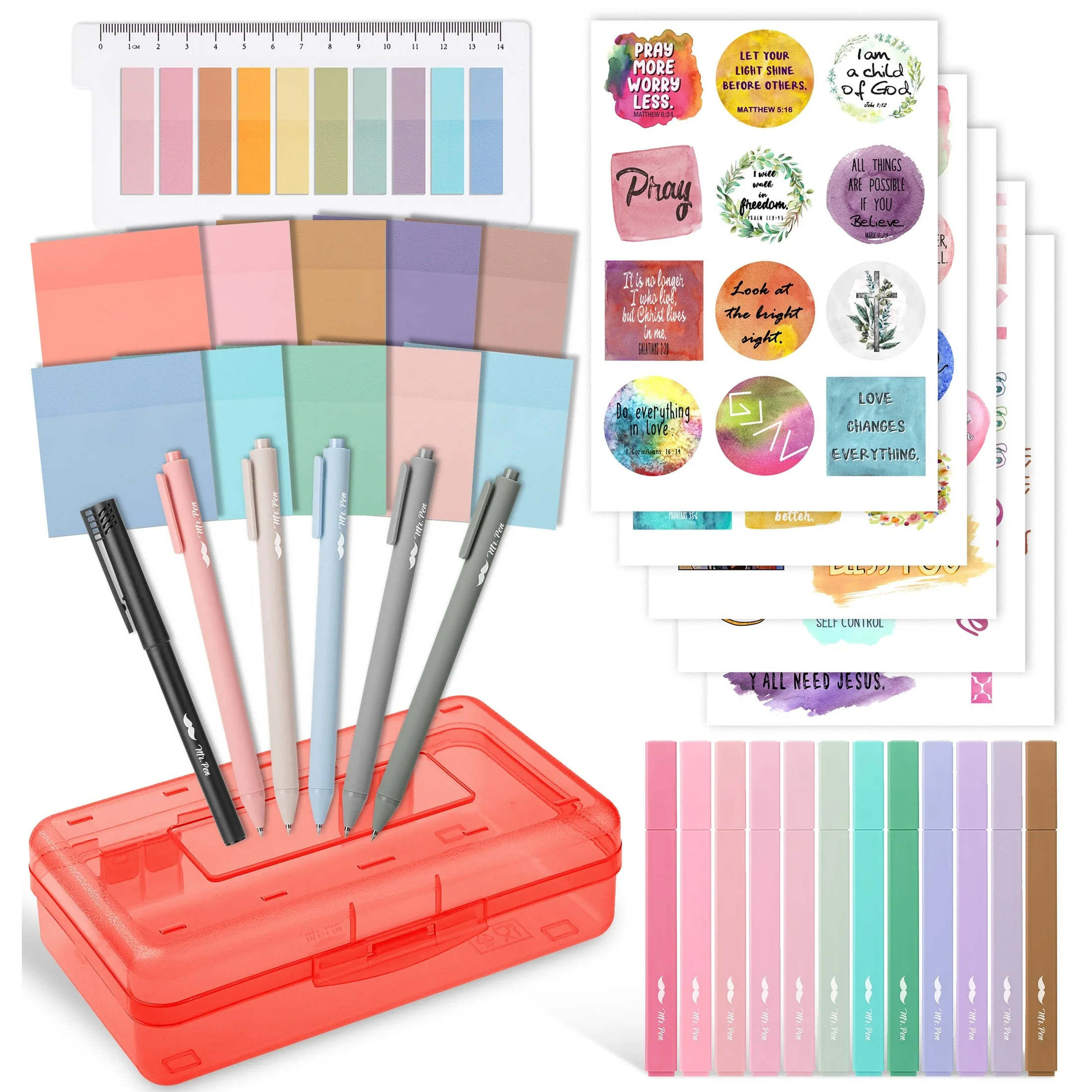 Bible Journaling Set – Gel Pens, Highlighters, Sticky Notes, Stickers & Pencil Case Options - Image 3