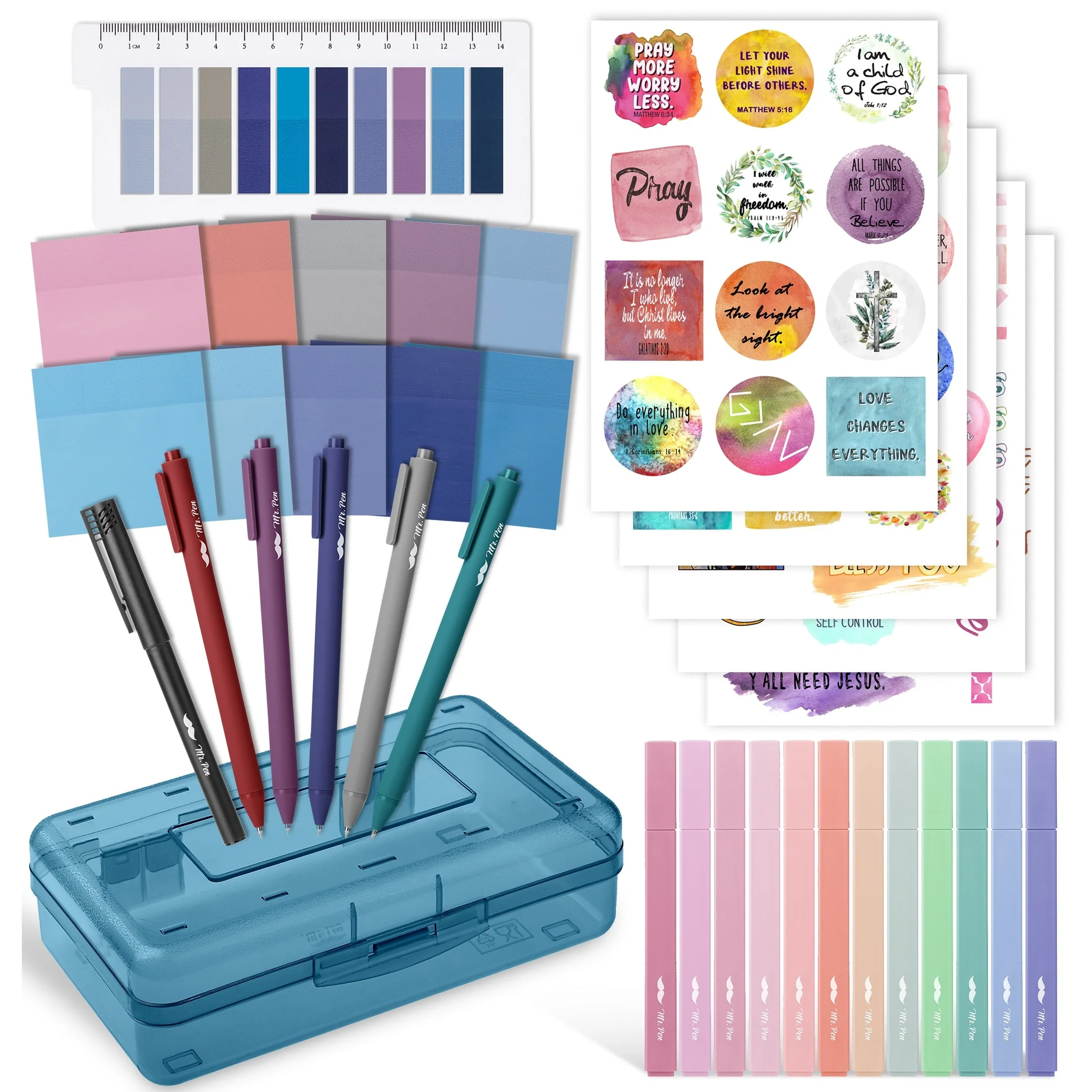 Bible Journaling Set – Gel Pens, Highlighters, Sticky Notes, Stickers & Pencil Case Options - Image 4