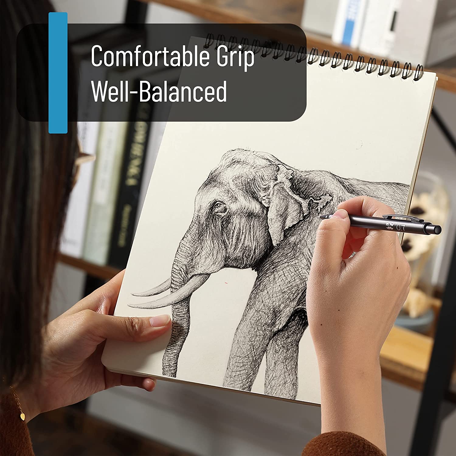 Metal Mechanical Pencil Set with Lead & Eraser Refills, 5 Sizes: 0.3, 0.5, 0.7, 0.9, 2.0 mm - Image 6