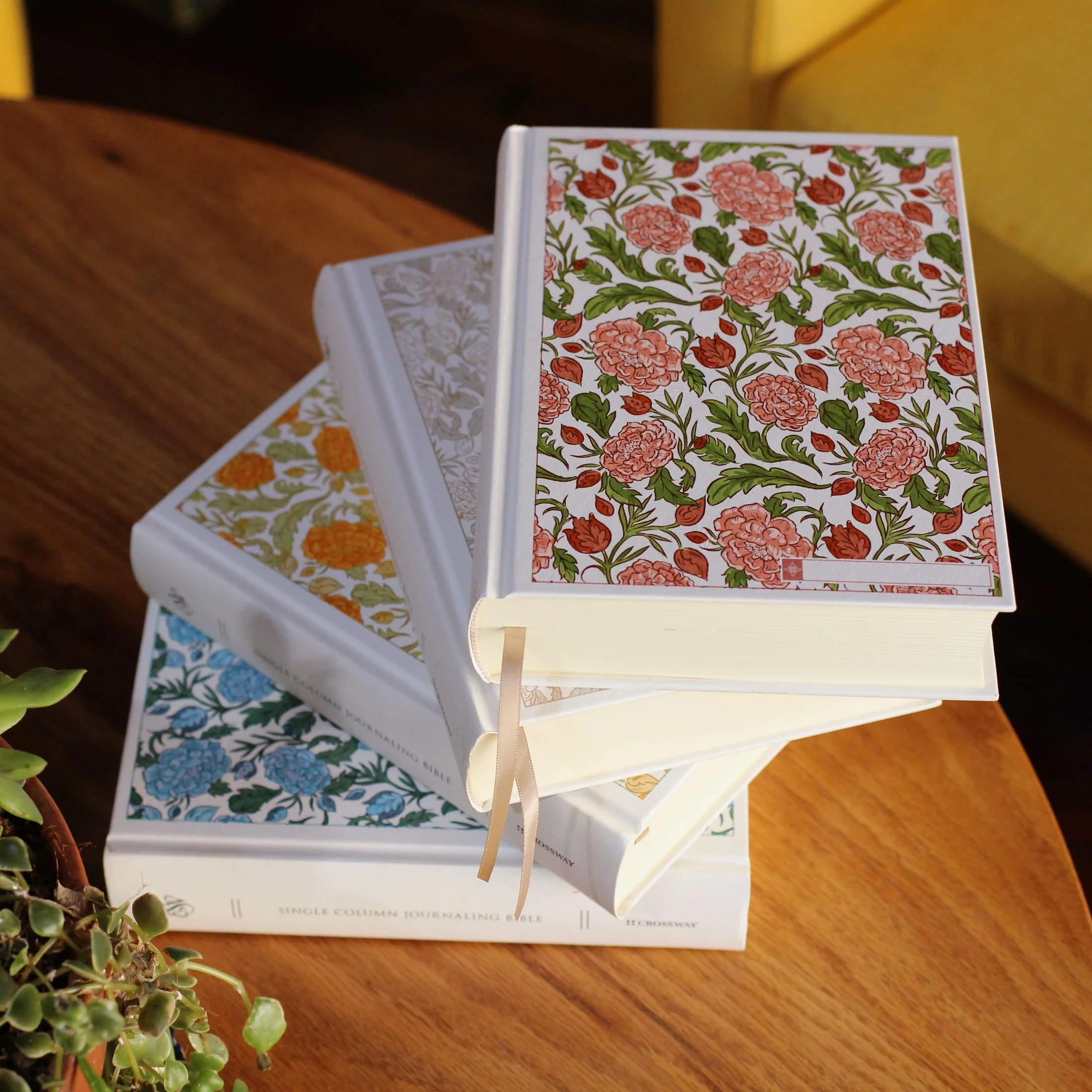 ESV Custom Single Column Journaling Bible®, Floral Hardcover with Name Box – Pink, Blue, Cream, or Marigold - Image 5
