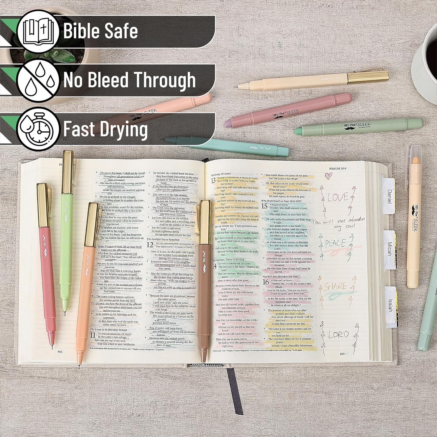 Aesthetic Gel Highlighters and Pens No Bleed, 12 Pack, Pastel Colors Bible Highlighters and Pens No Bleed, Bible Pens No Bleed Through, Bible Highlighter, No Bleed Highlighters - Image 3