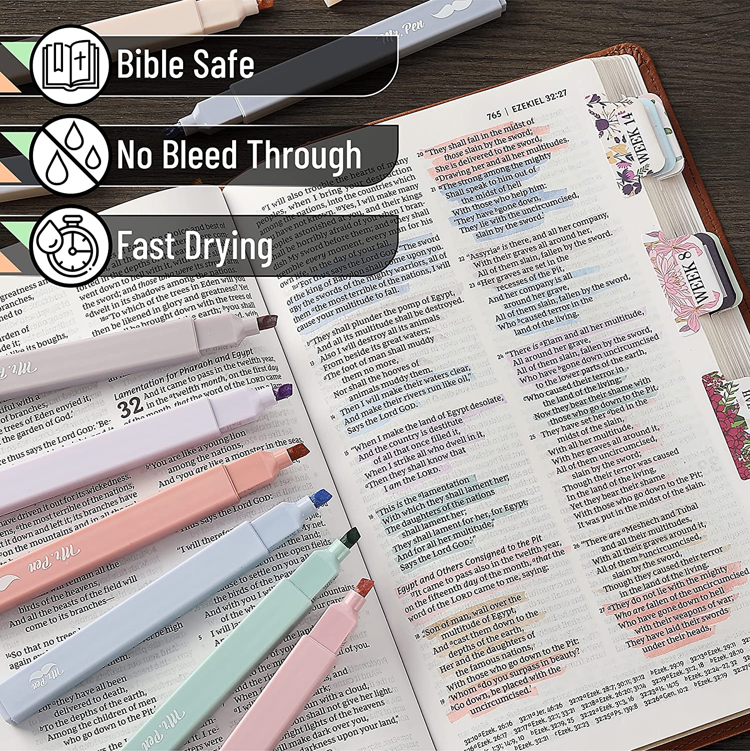 Aesthetic Highlighters, 16 pcs, Chisel Tip, Morandi Colors, No Bleed Bible Highlighter Pastel, Assorted Colors, Cute - Image 4