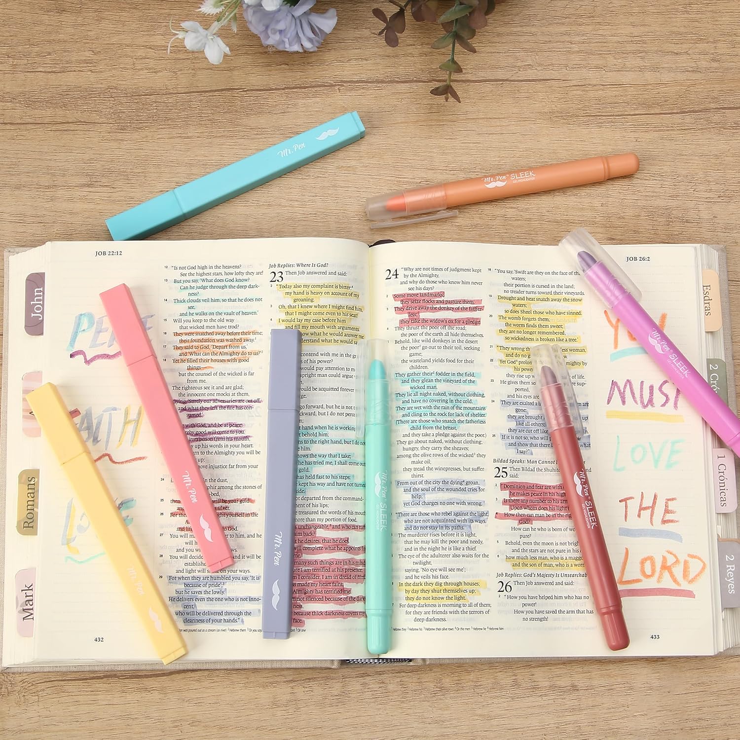 Bible Highlighters & Gel Highlighters, 8 Pack, Assorted Colors, No Bleed - Image 4
