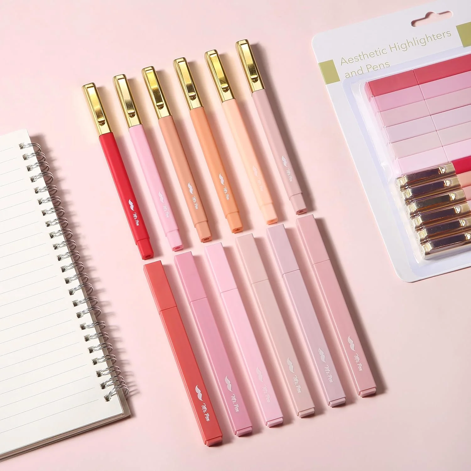 Aesthetic Highlighters and Pens No Bleed, 12 Pack, Shades of Pink, Bible Highlighters No Bleed, Black Ink Bible Pens, Highlighter Pens, No Bleed Highlighters for Bibles, Bible Pens - Image 7