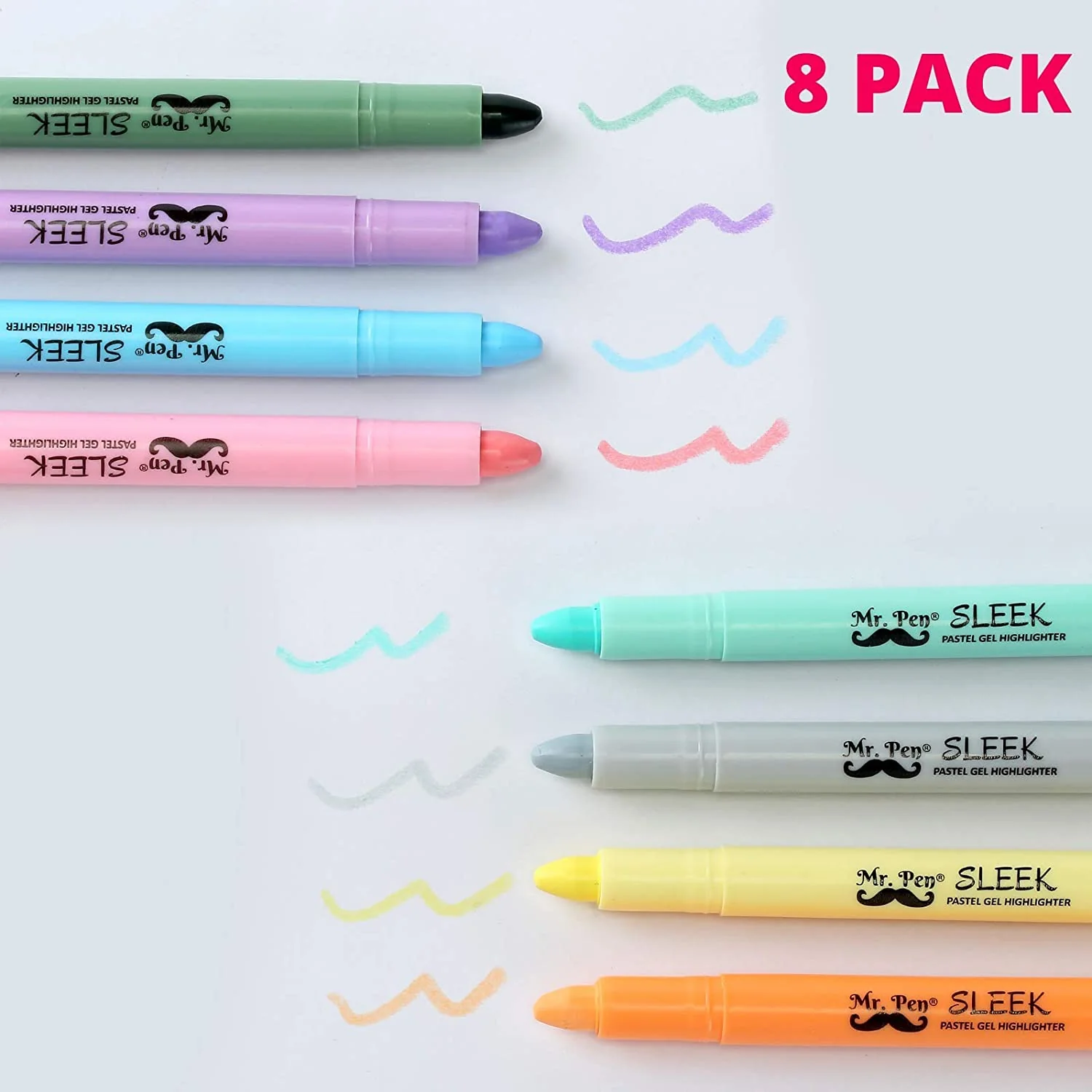 Bible Gel Highlighters, 8 Pack, Pastel Colors, No-Bleed, Twist-Up, Sharpenable Tips - Image 11