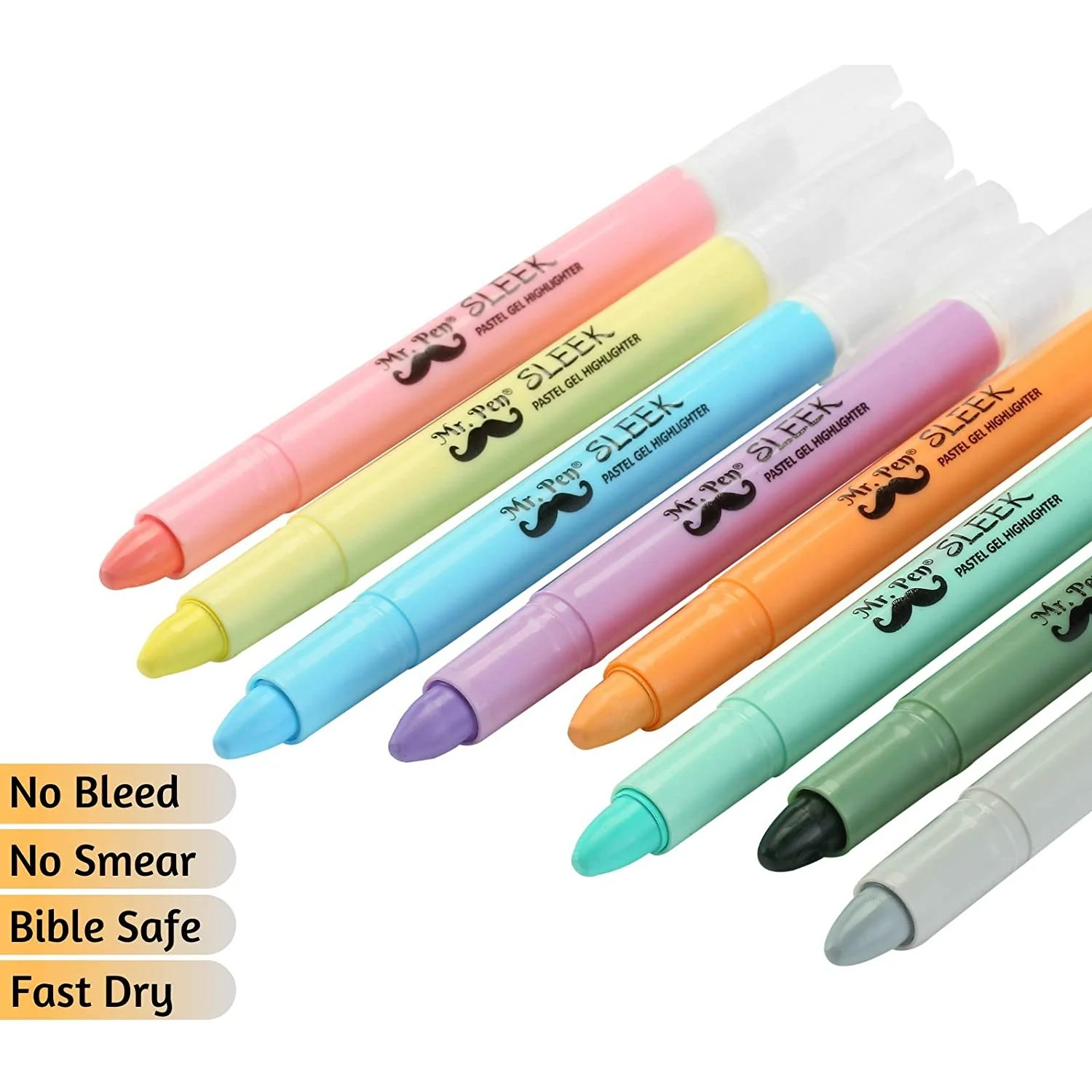 Bible Gel Highlighters, 8 Pack, Pastel Colors, No-Bleed, Twist-Up, Sharpenable Tips - Image 12