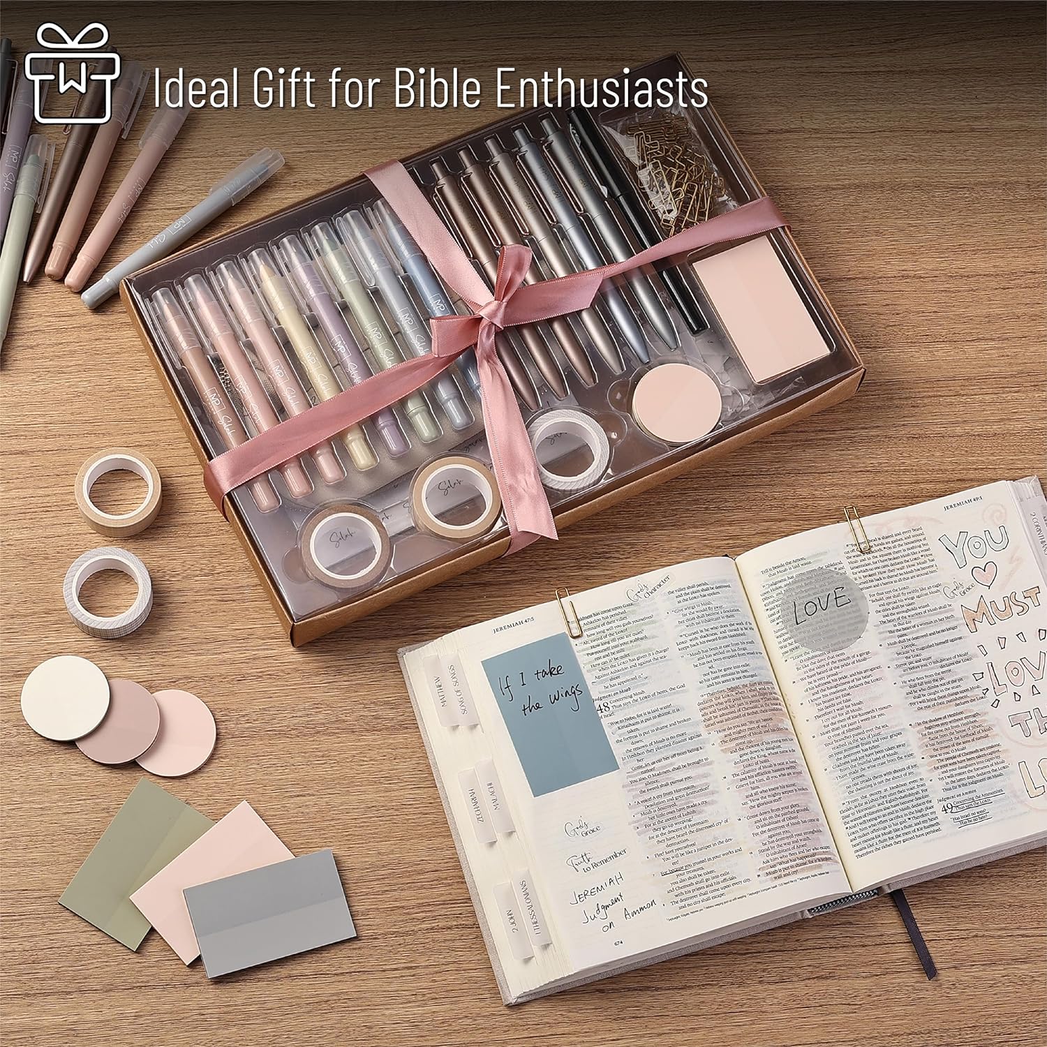 Bible Journaling Kit, Selah Collection, No Bleed Pens & Gel Highlighters, Tabs, Washi Tape, Stickers - Image 3