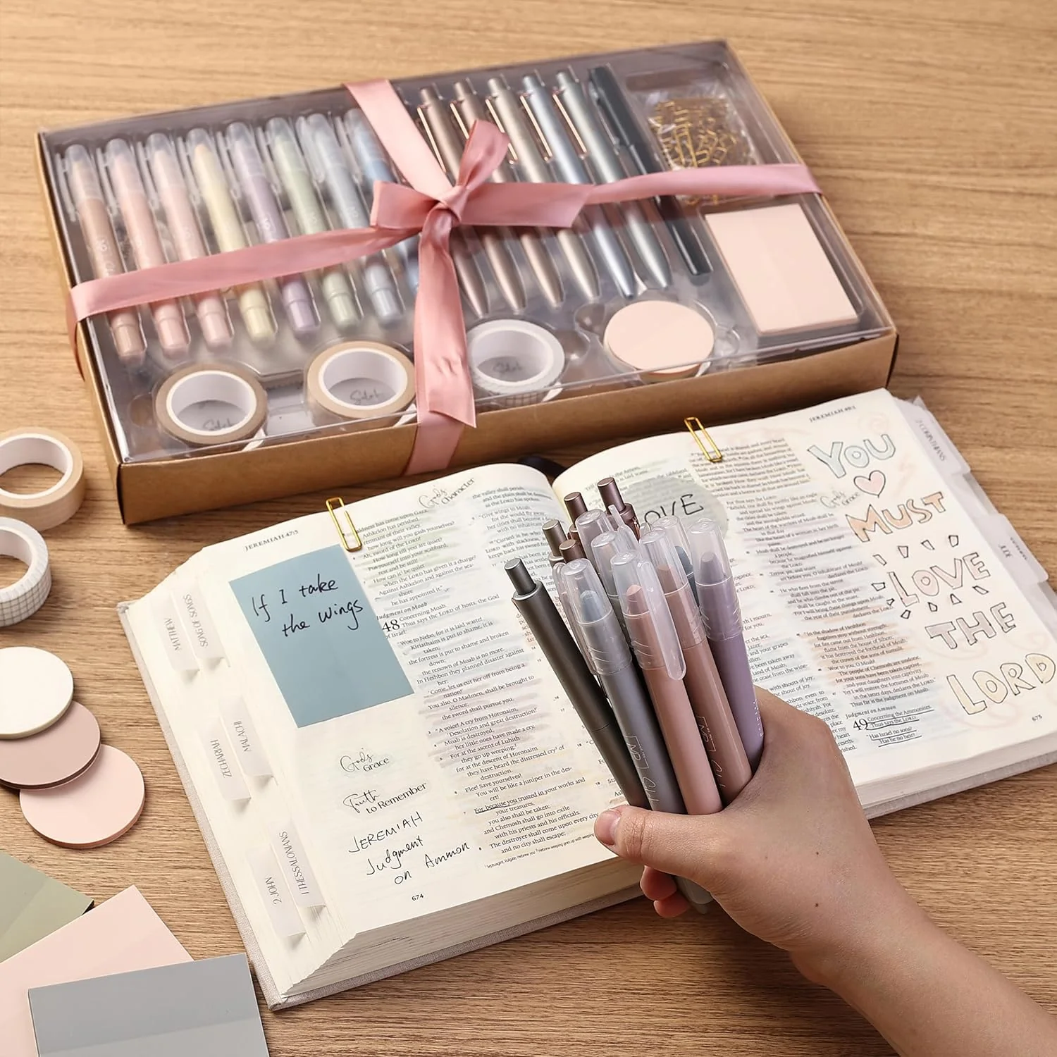 Bible Journaling Kit, Selah Collection, No Bleed Pens & Gel Highlighters, Tabs, Washi Tape, Stickers - Image 8