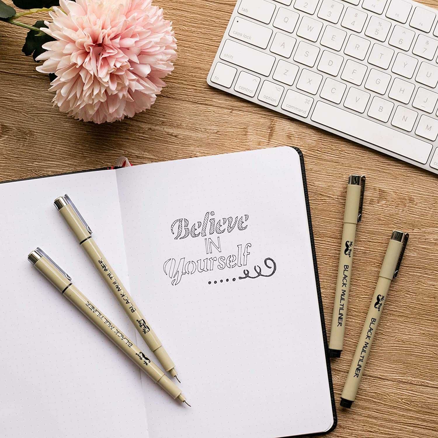 Black Fineliners 0.25mm, 4 Pack Ultra Fine Tip Pens, No-Bleed Bible Pens for Underlining, Notes & Sketching - Image 5