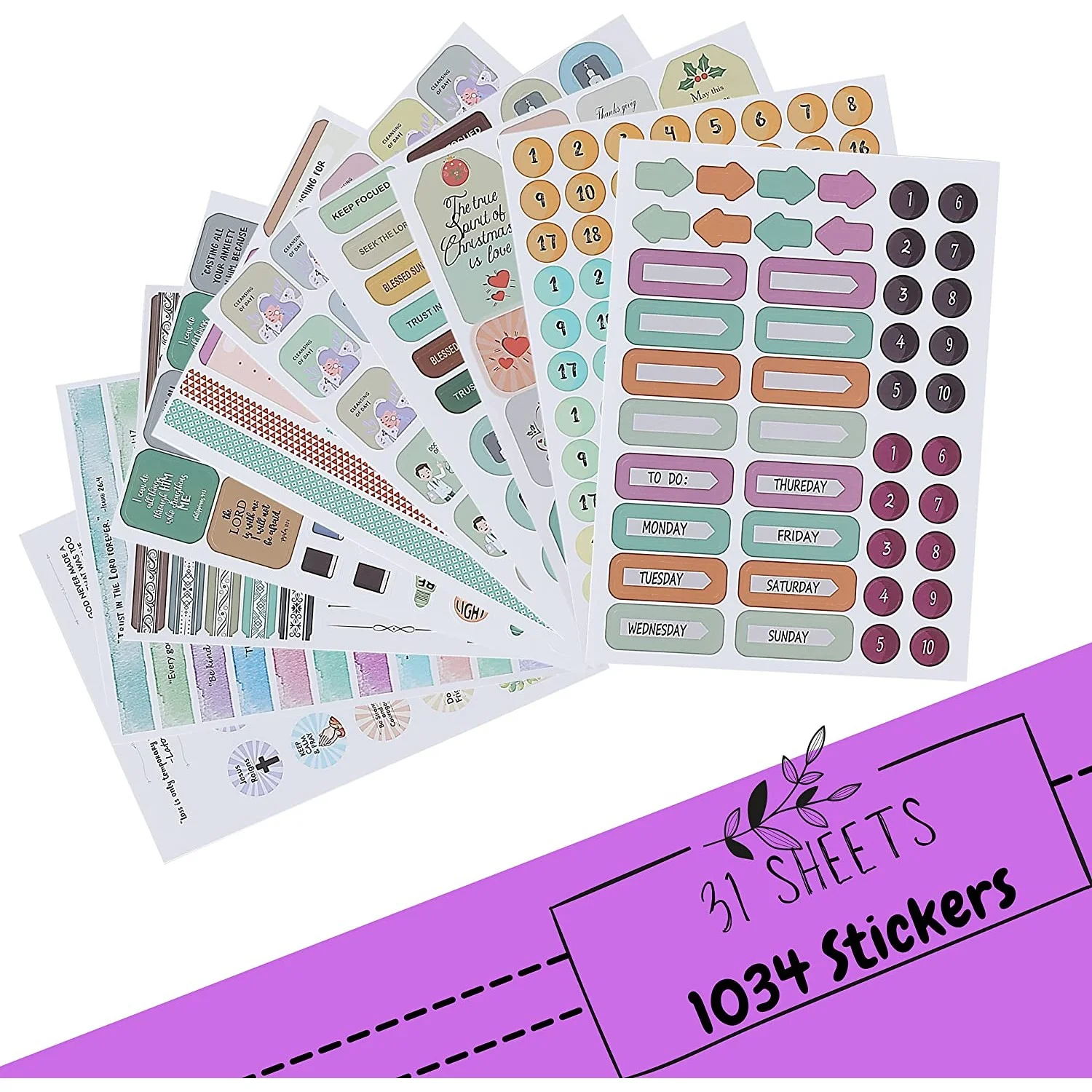 Christian & Bible Journaling Stickers, 31 Sheets, 1034 pcs - Image 3