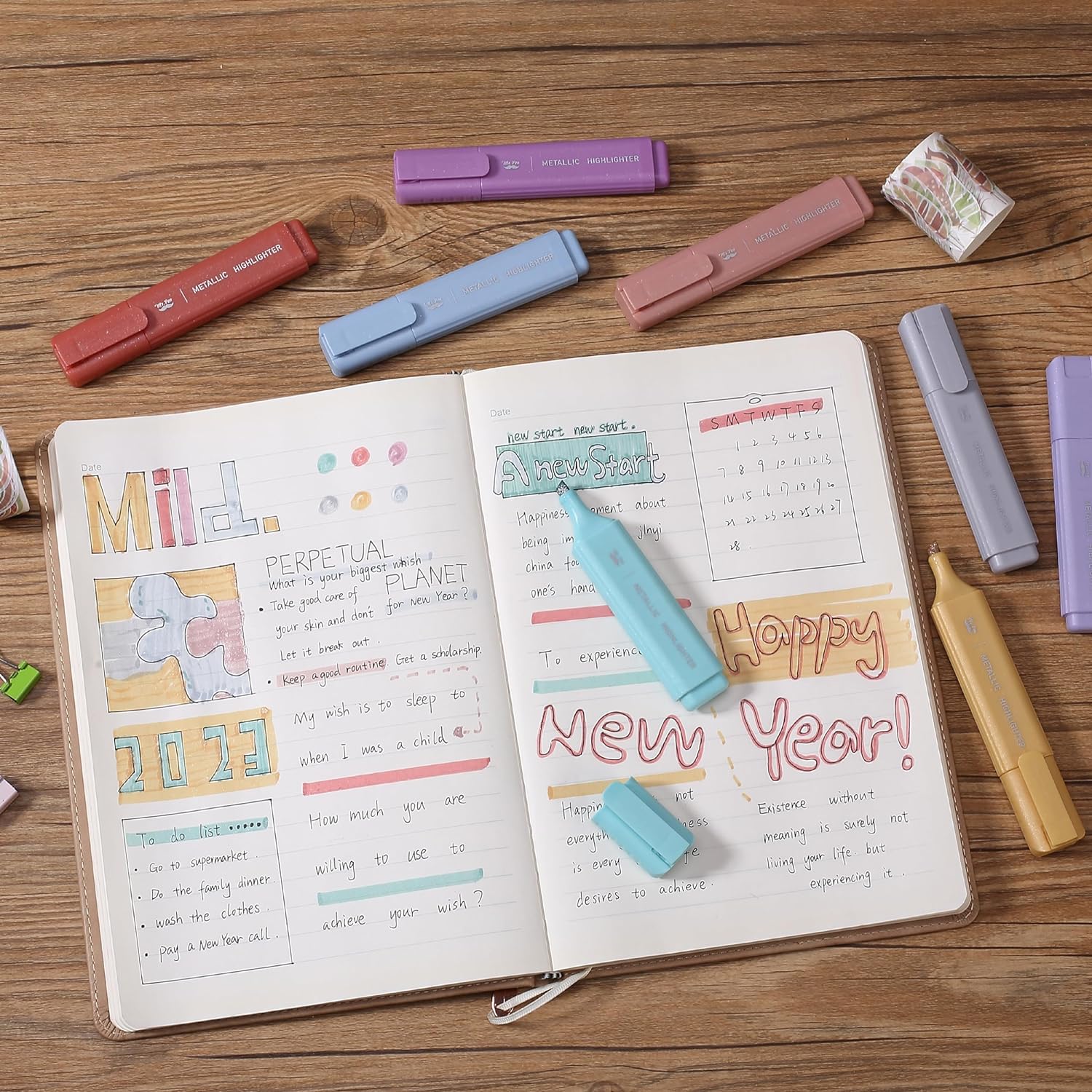 Glitter Highlighters, 8 Pack, Metallic Colors, Chisel Tip, Aesthetic & Cute Highlighters for School, Journaling & Crafts - Image 3