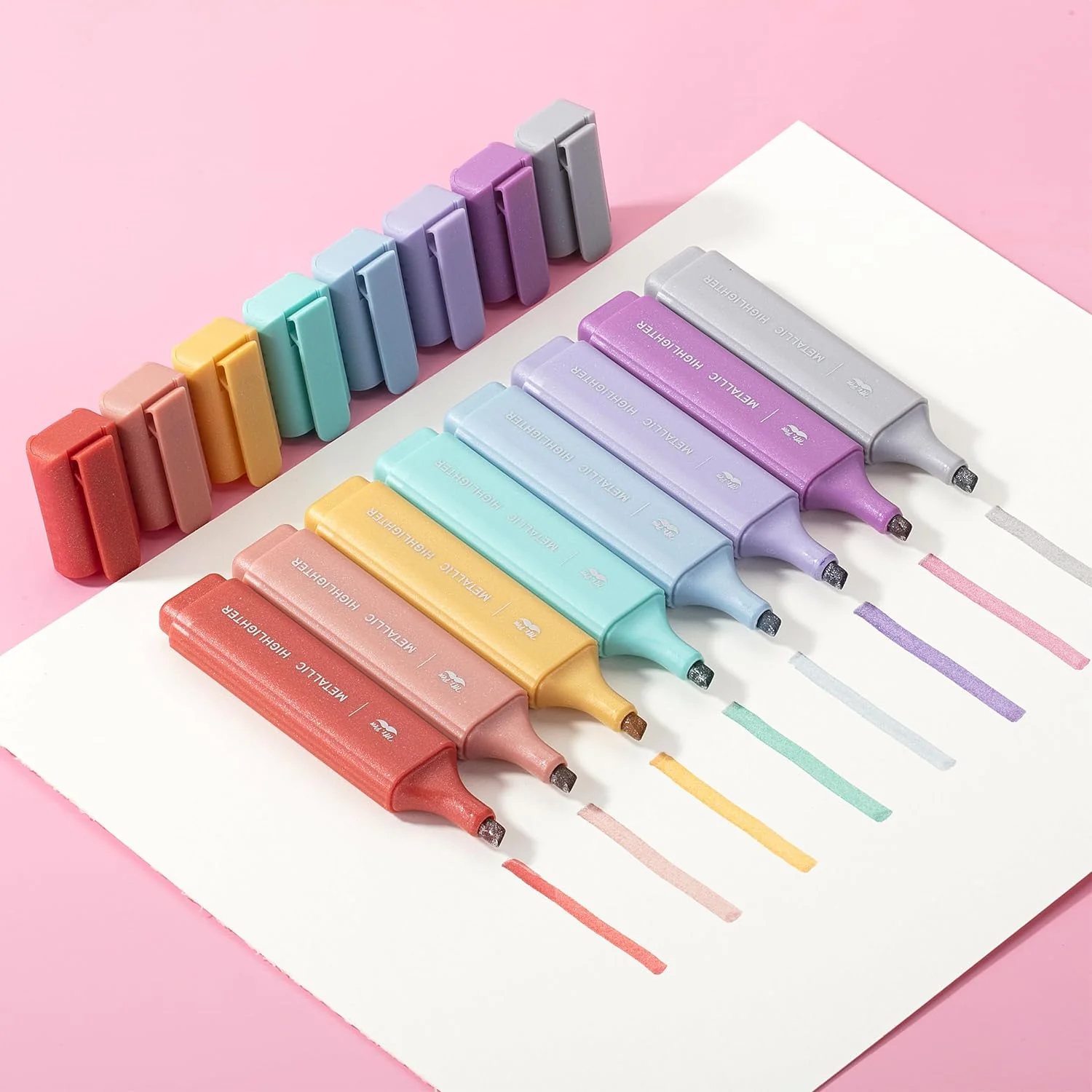 Glitter Highlighters, 8 Pack, Metallic Colors, Chisel Tip, Aesthetic & Cute Highlighters for School, Journaling & Crafts - Image 8