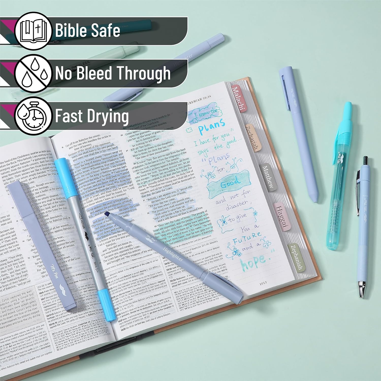 Bible Journaling Kit with Pouch, 10 Pack — Assorted Pens & Highlighters - Image 6