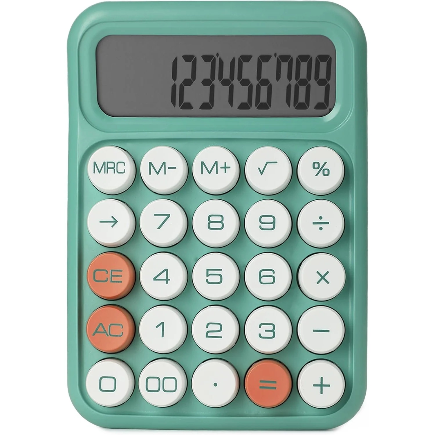 Mechanical Calculator, 12-Digit, Large LCD, Earthy Green, Round Keys - Image 8