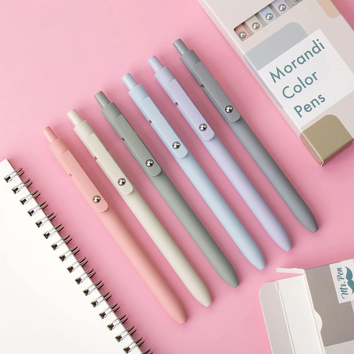 Mr. Pen - Retractable Fine Point Gel Pens, 6 Pack, Morandi Barrels, Fast Dry Ink, Cute Aesthetic Pens for Journaling - Image 7