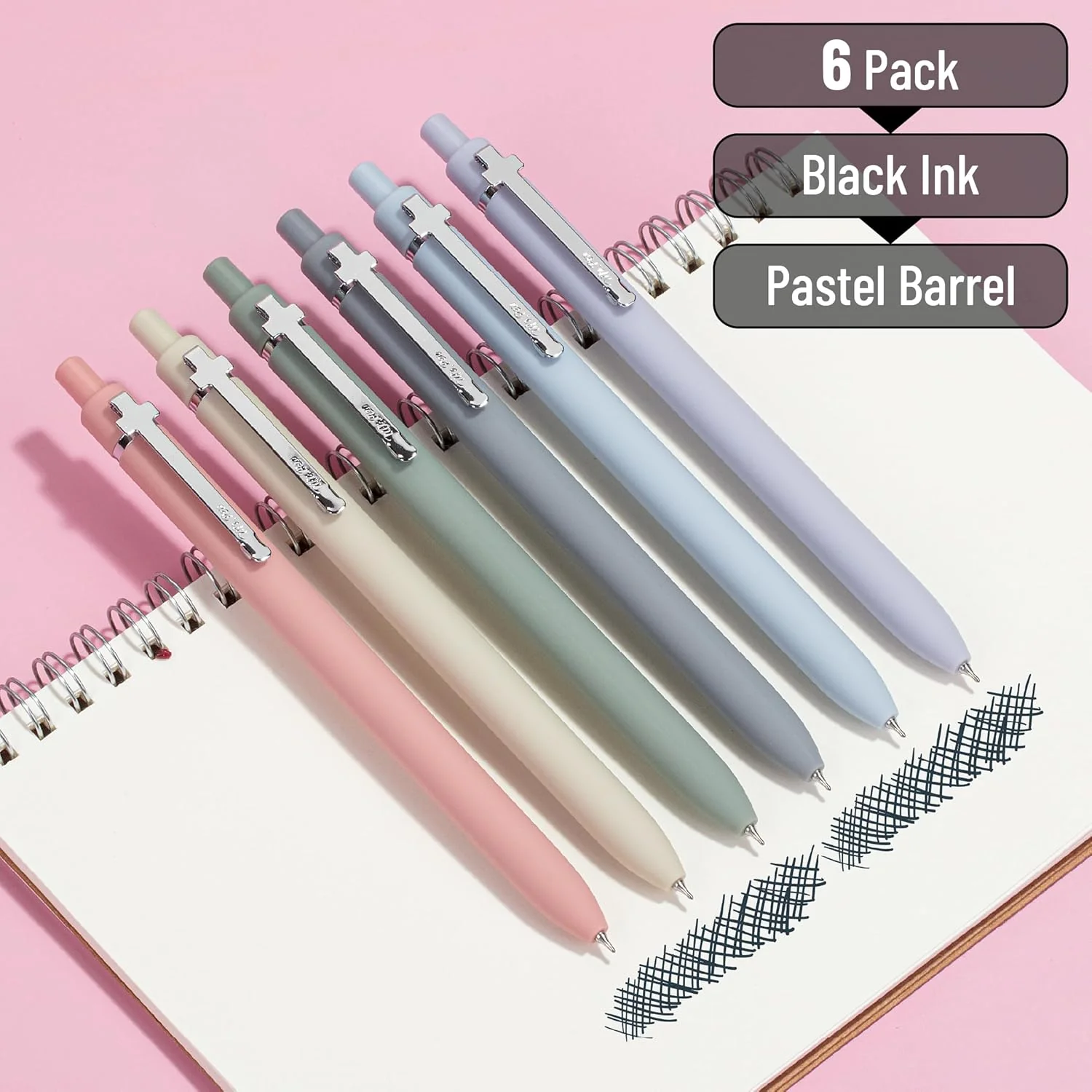 Customizable Retractable Cross Clip Pens, Black Ink, Fine Point 0.5mm, Assorted Color Barrels - Image 3