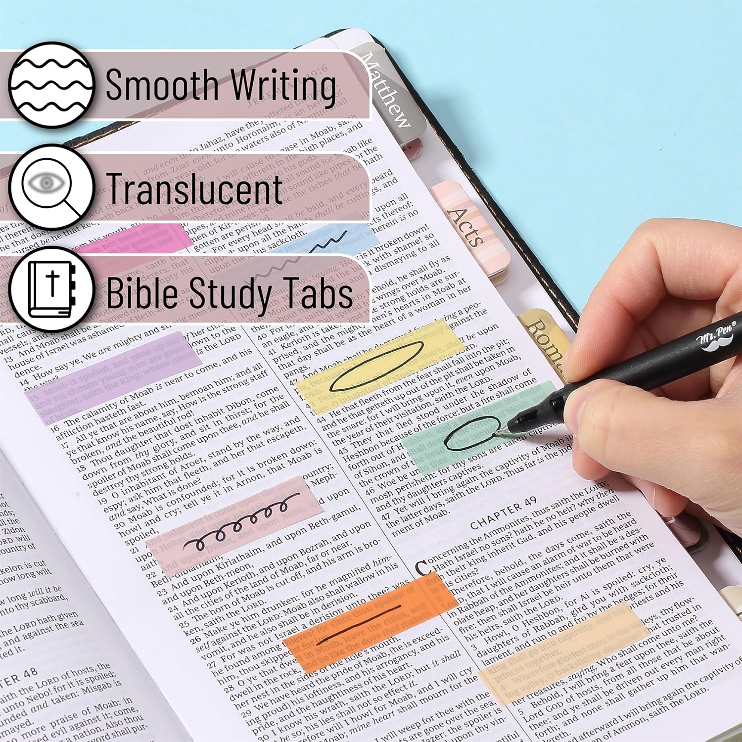 Sticky Tabs 3200 Pcs, Colorful Transparent Book Tabs, Page Markers, Index Tabs for Notes & Organizing - Image 4