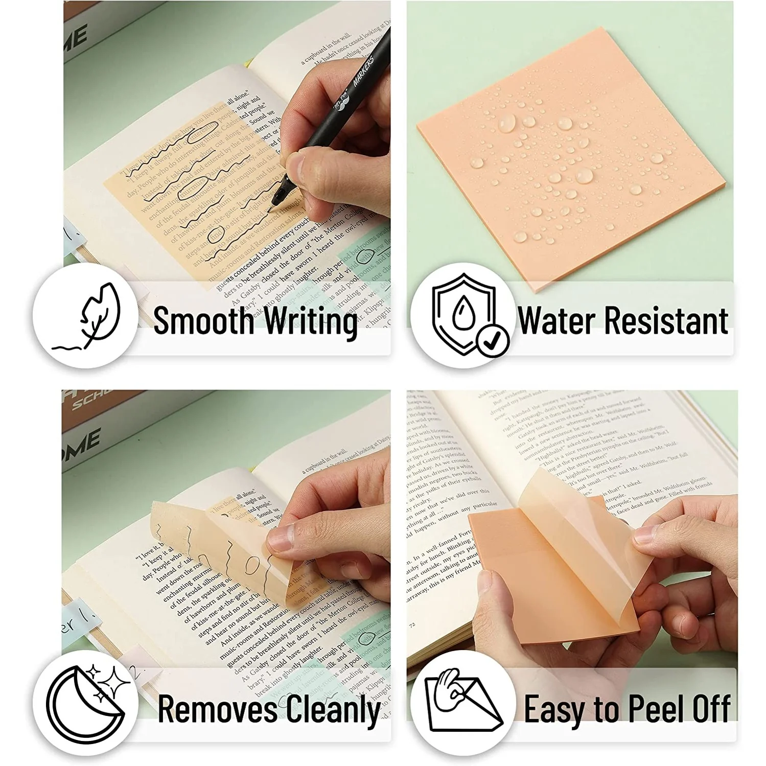 Transparent Sticky Notes with Pen, 200 Pastel Sheets for Bible Journaling, Study & Books - Image 5