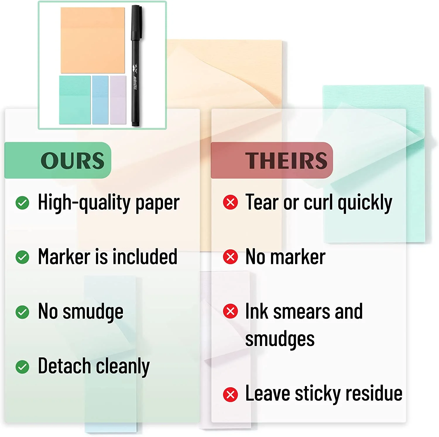 Transparent Sticky Notes with Pen, 200 Pastel Sheets for Bible Journaling, Study & Books - Image 6