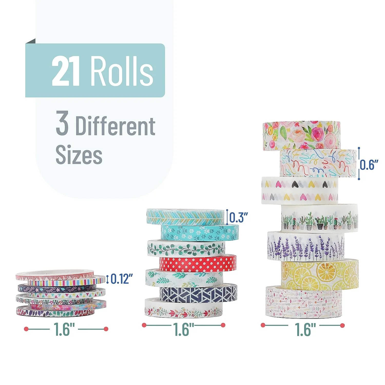 Washi Tape Set, 21 Rolls, Decorative Cute Floral Washi Tape for Bible Journaling, Bullet Journal Supplies - Image 3
