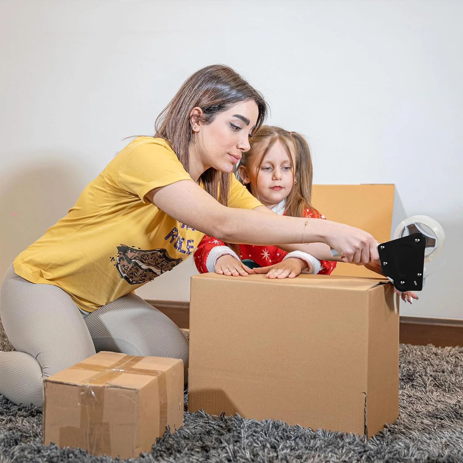 Heavy Duty Packing Tape Dispenser Gun 2-Inch, 2 Pack + 2 Tape Rolls, Black - Image 6