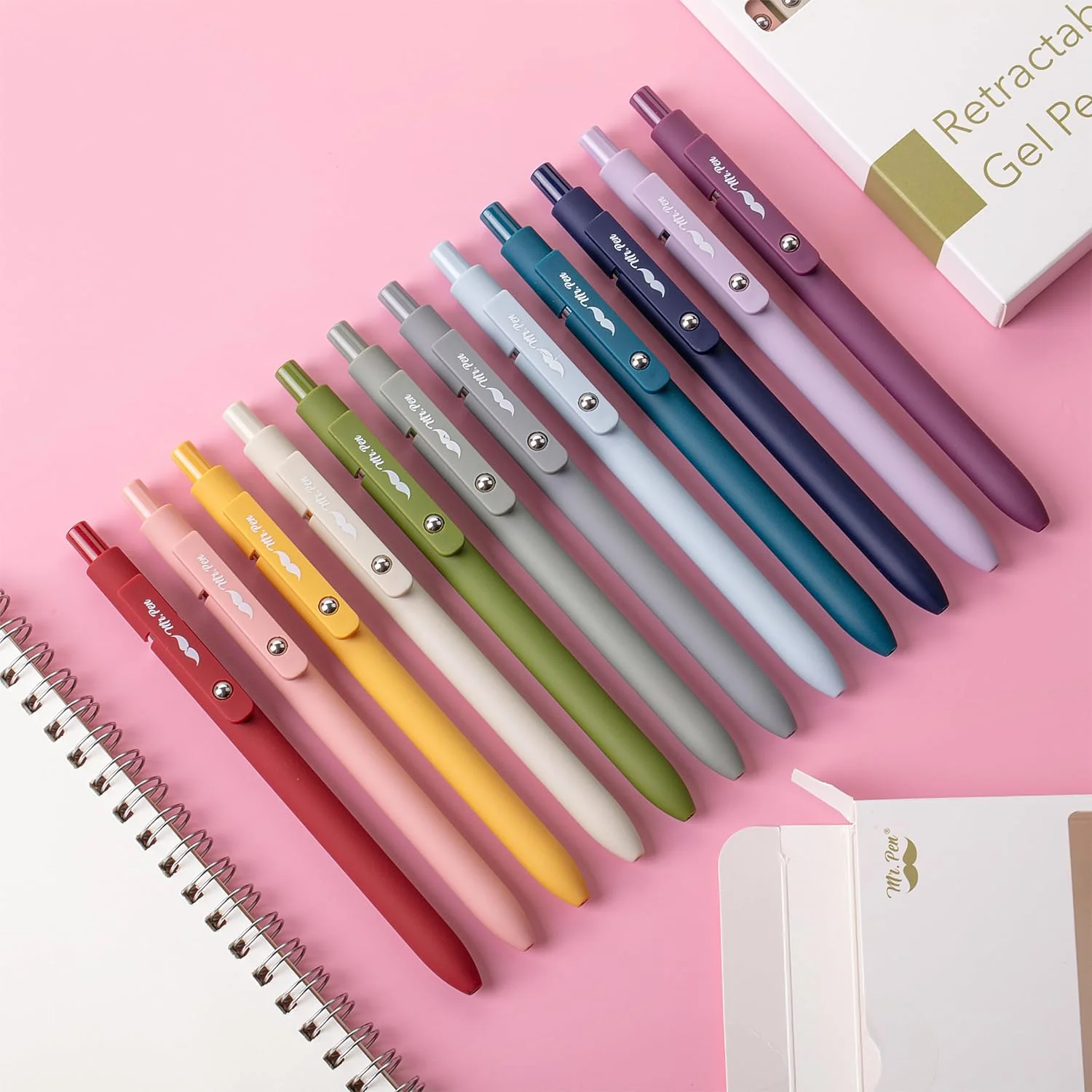 Retractable Gel Pens, 6 or 12 Pack, Morandi & Vintage Barrels, Black Ink, Fine Point 0.5mm, Fast Dry - Image 7