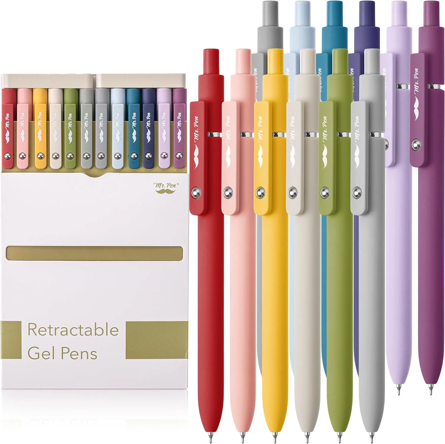 Retractable Gel Pens, 6 or 12 Pack, Morandi & Vintage Barrels, Black Ink, Fine Point 0.5mm, Fast Dry - Image 8