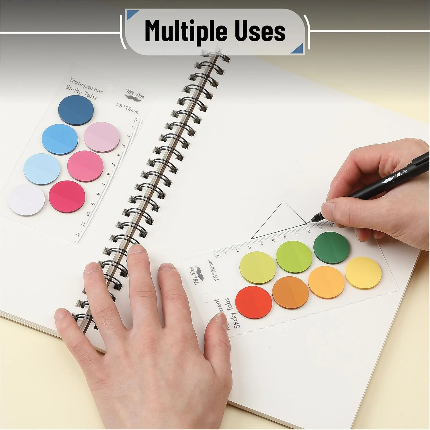 Transparent Round Sticky Notes, 560 Pcs, Assorted Colors, 28mm, Sticky Tabs with Quick-Dry Pen - Image 14