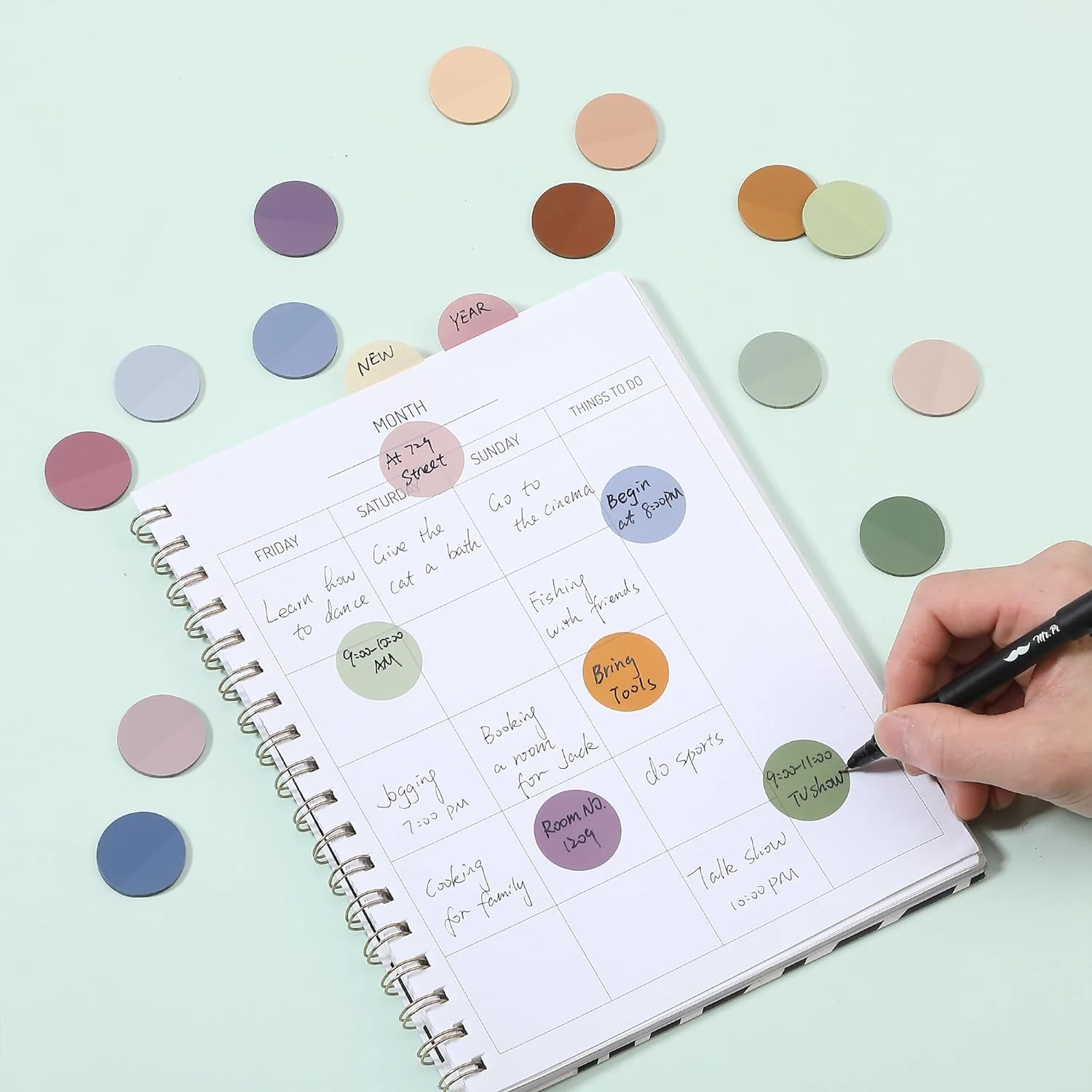 Transparent Round Sticky Notes, 560 Pcs, Assorted Colors, 28mm, Sticky Tabs with Quick-Dry Pen - Image 25