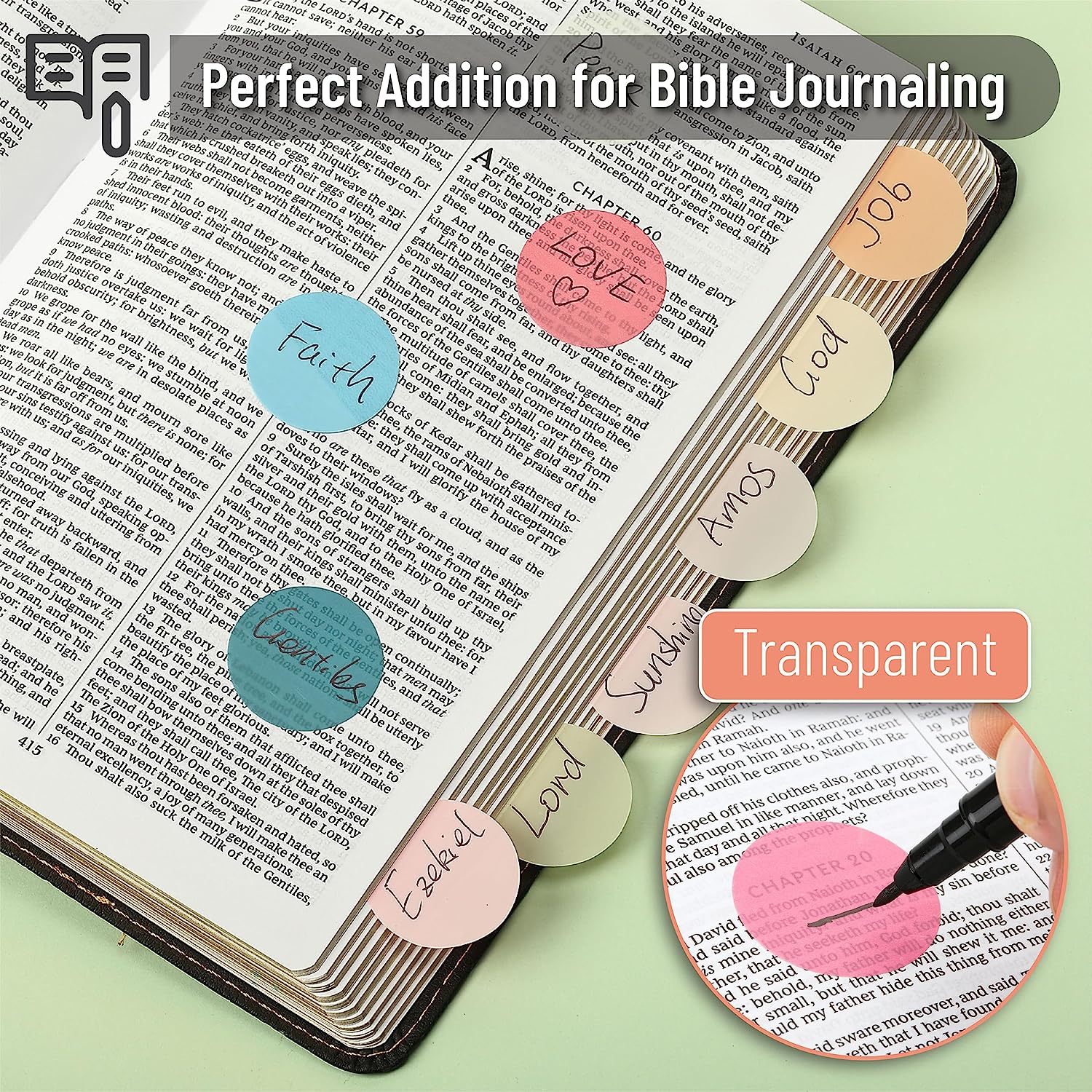 Transparent Round Sticky Notes, 560 Pcs, Assorted Colors, 28mm, Sticky Tabs with Quick-Dry Pen - Image 3