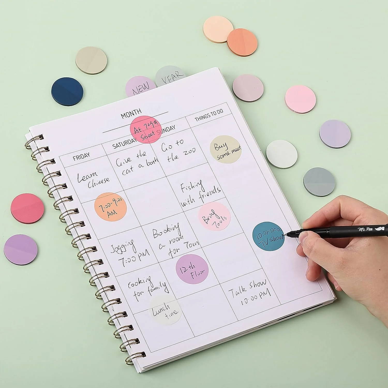 Transparent Round Sticky Notes, 560 Pcs, Assorted Colors, 28mm, Sticky Tabs with Quick-Dry Pen - Image 8
