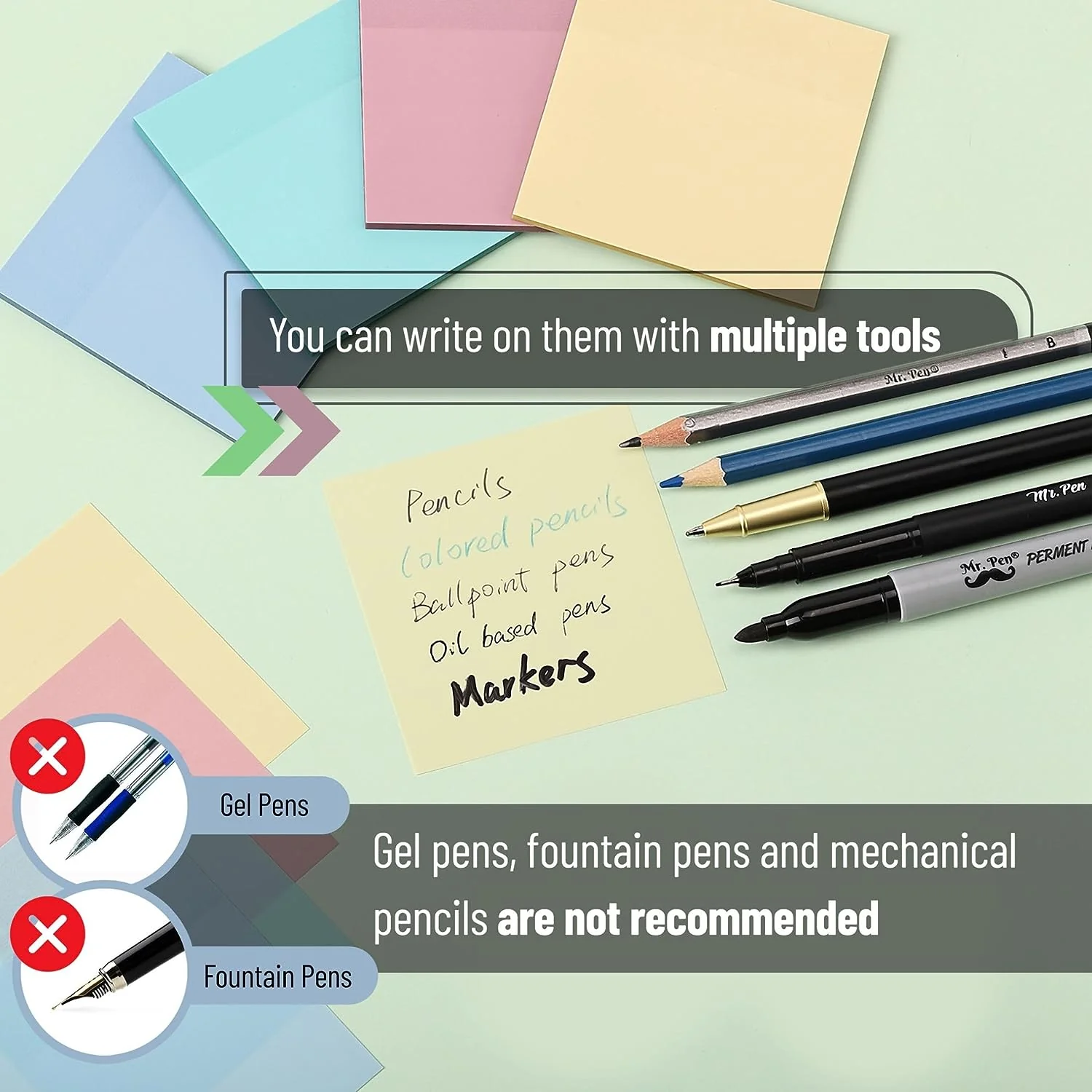 Transparent Sticky Notes 3"x3", 200 Sheets, Morandi Colors, 4 Pads with Quick-Dry Pen - Image 6