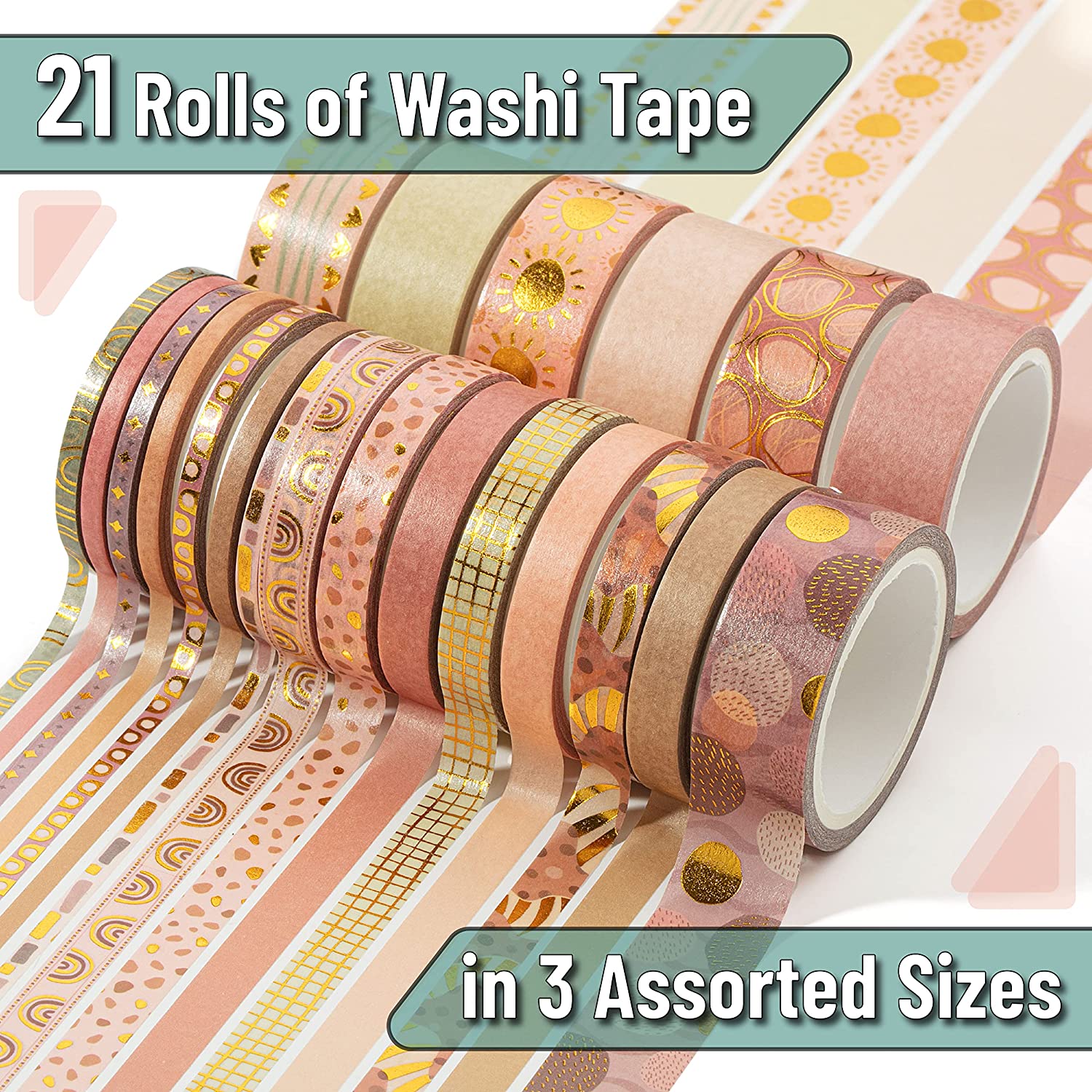 Washi Tape Set, 21 Roll, Boho Design, Decorative Tape, Washi Tapes, Cute Washi Tape, Cute Tape, Colored Tape, Scrapbook Tape, Washi Tape Cute, Washi Tape for Journaling, Craft Tape - Image 11